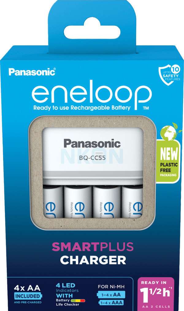 Panasonic Eneloop BQ-CC55E batterijlader + 4 AA Eneloop (2000 mAh)