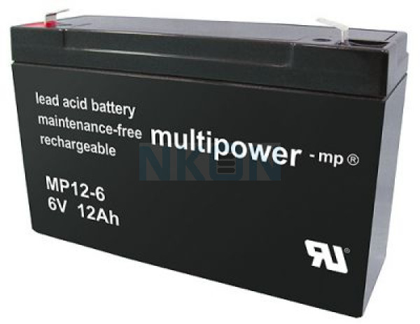 Multipower 6V 12Ah Loodaccu (4.8mm)