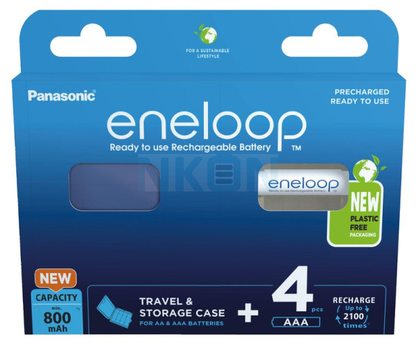 4 AAA Eneloop - kartonnen verpakking - 800mAh + doosje