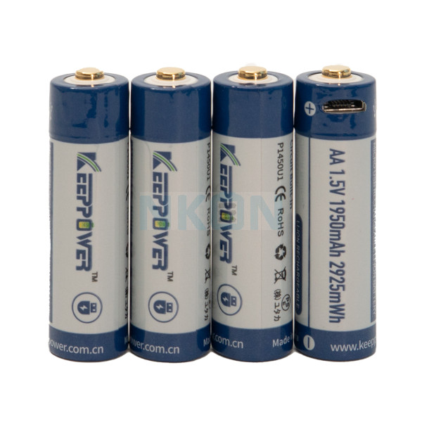 4x Keeppower AA 1950mAh (protected) - 1.5A - USB / 1.5V
