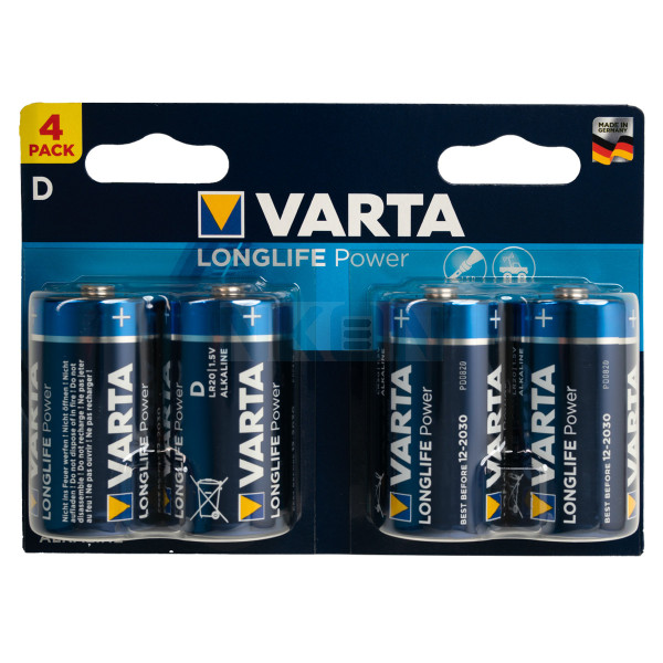 4x D Varta Longlife Power - 1.5V