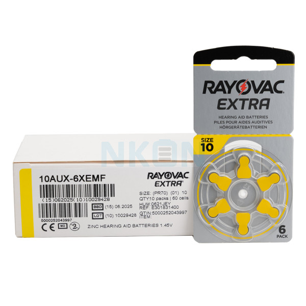 60x 10 Rayovac Extra hoorbatterijen