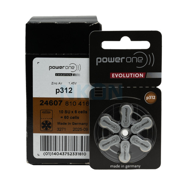 60x 312 PowerOne Evolution hoorbatterijen