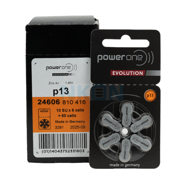 60x 13 PowerOne Evolution hoorbatterijen