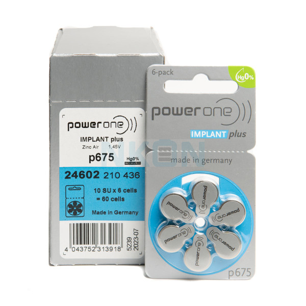60x 675 PowerOne Implant Plus hoorbatterijen