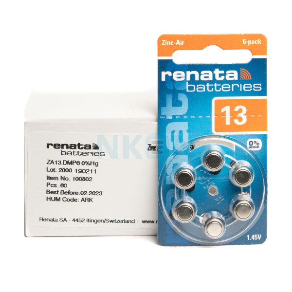 60x 13 Renata ZA hoorbatterijen best use before augustus 2023