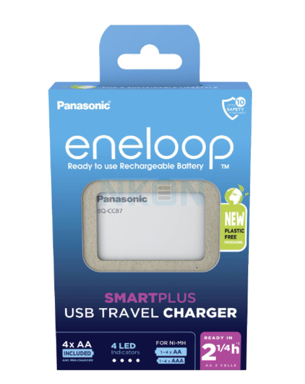 Panasonic Eneloop BQ-CC87E USB batterijlader + 4 AA Eneloop (2000 mAh)