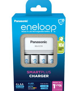 Panasonic Eneloop BQ-CC55E batterijlader + 4 AA Eneloop (2000 mAh)