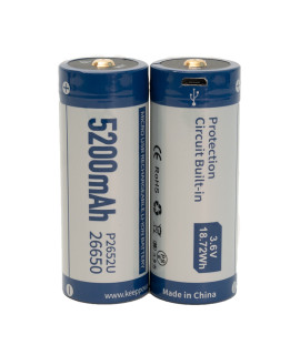 2x Keeppower 26650 5200mAh (protected) - 8A - USB