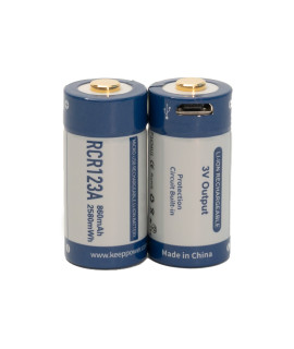 2x Keeppower RCR123A 860mAh (protected) - 1.5A - USB