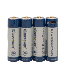 4x Keeppower AA 1950mAh (protected) - 1.5A - USB / 1.5V